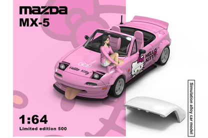 (Pre-Order) (CC646914-1) Mazda MX5-KT - Hello kitty livery with figurine (Light Pink)