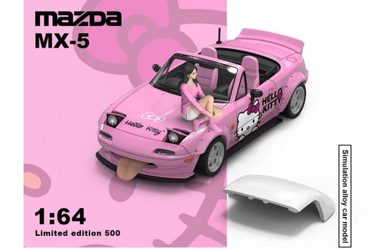 (Pre-Order) (CC646914-1) Mazda MX5-KT - Hello kitty livery with figurine (Light Pink)