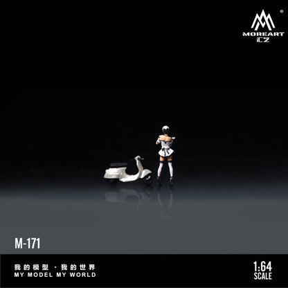 (Pre-Order) (MO222171) White scooter Motorcycle with figurine