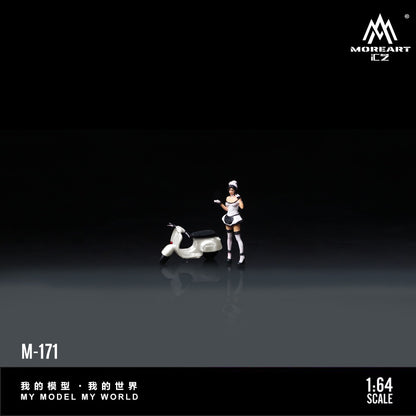(Pre-Order) (MO222171) White scooter Motorcycle with figurine