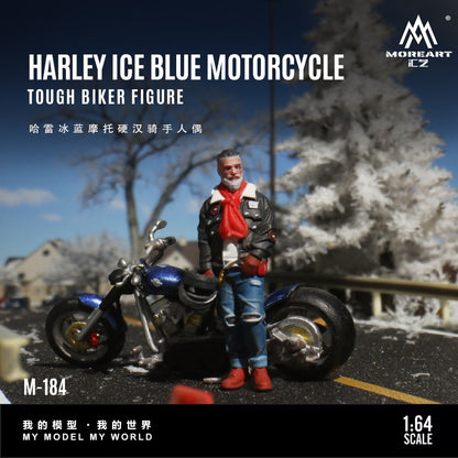 (Pre-Order) (MO222184) Harley Ice Blue Motorcycle with Tough Rider Action Figure