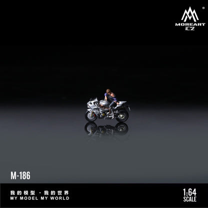 (Pre-Order) (MO222186) Kawasaki Silver Motorcycle with Chic Woman Figurine