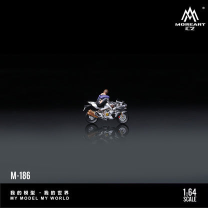 (Pre-Order) (MO222186) Kawasaki Silver Motorcycle with Chic Woman Figurine