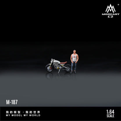 (Pre-Order) (MO222187) Ducati Light Grey retro motorcycle with figure
