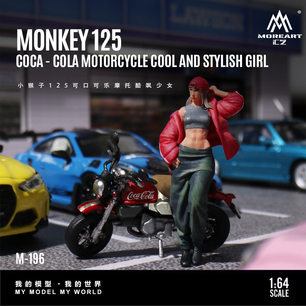 (Pre-Order) (MO222196) Little Monkey 125 Coca-Cola Motorcycle with Resin Figure Model