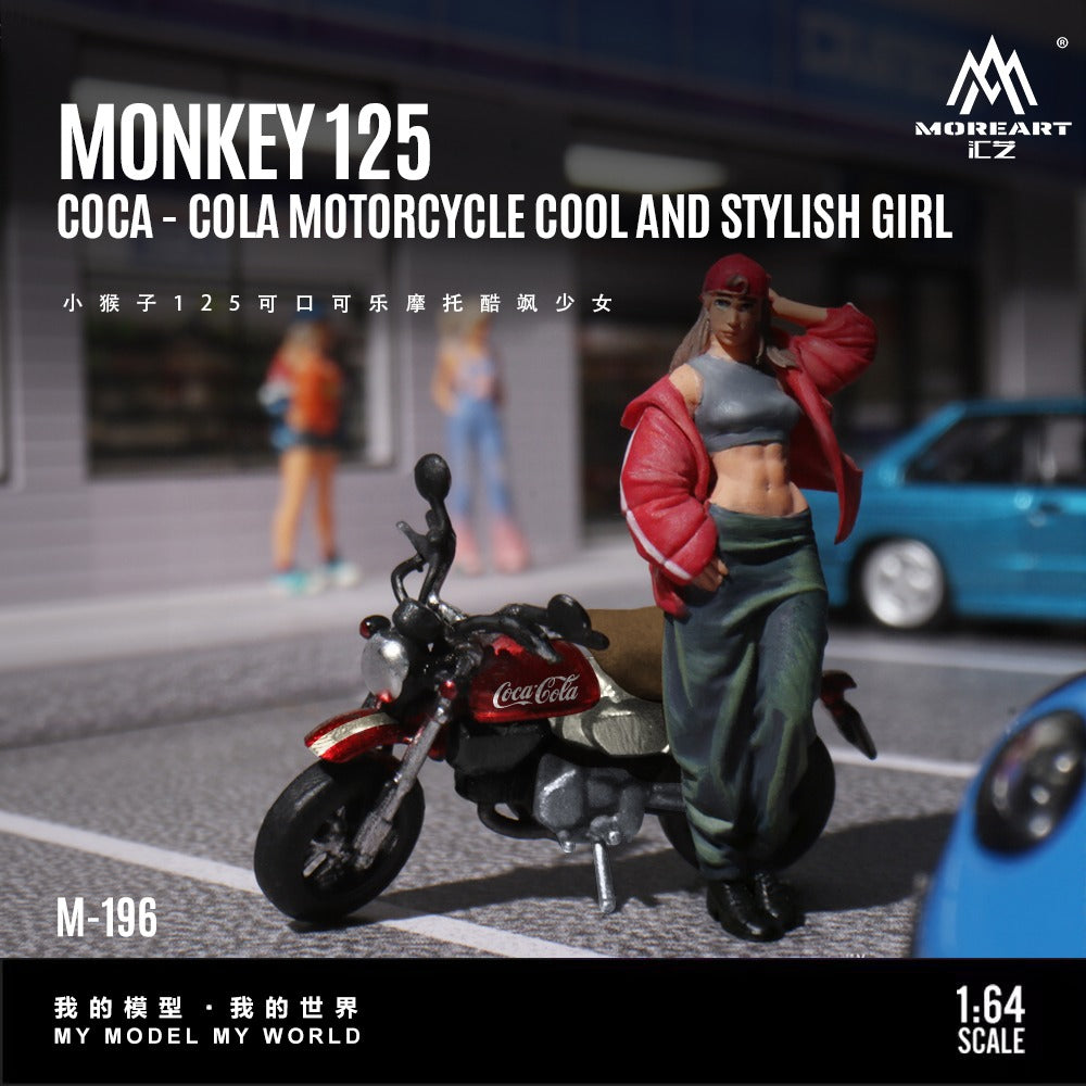(Pre-Order) (MO222196) Little Monkey 125 Coca-Cola Motorcycle with Resin Figure Model