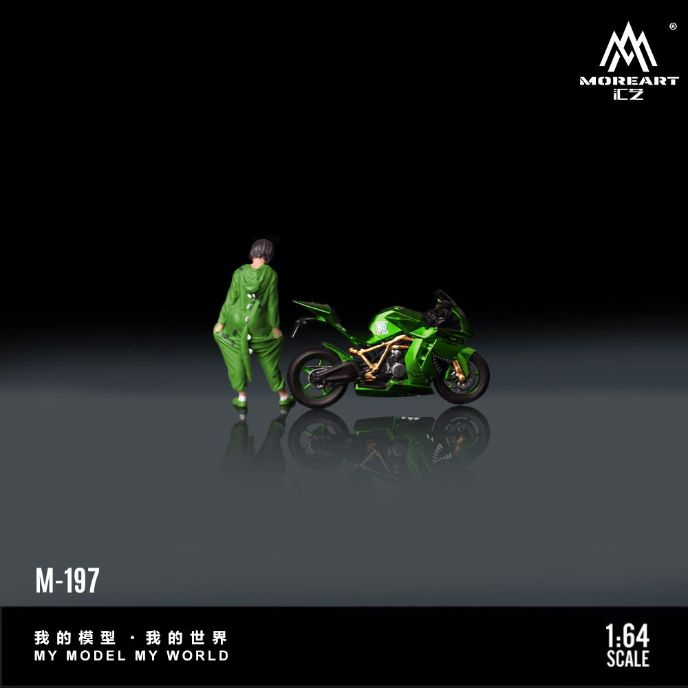 (Pre-Order) (MO222197) KTM1190 Green Tyrannosaurus motorcycle with Figure