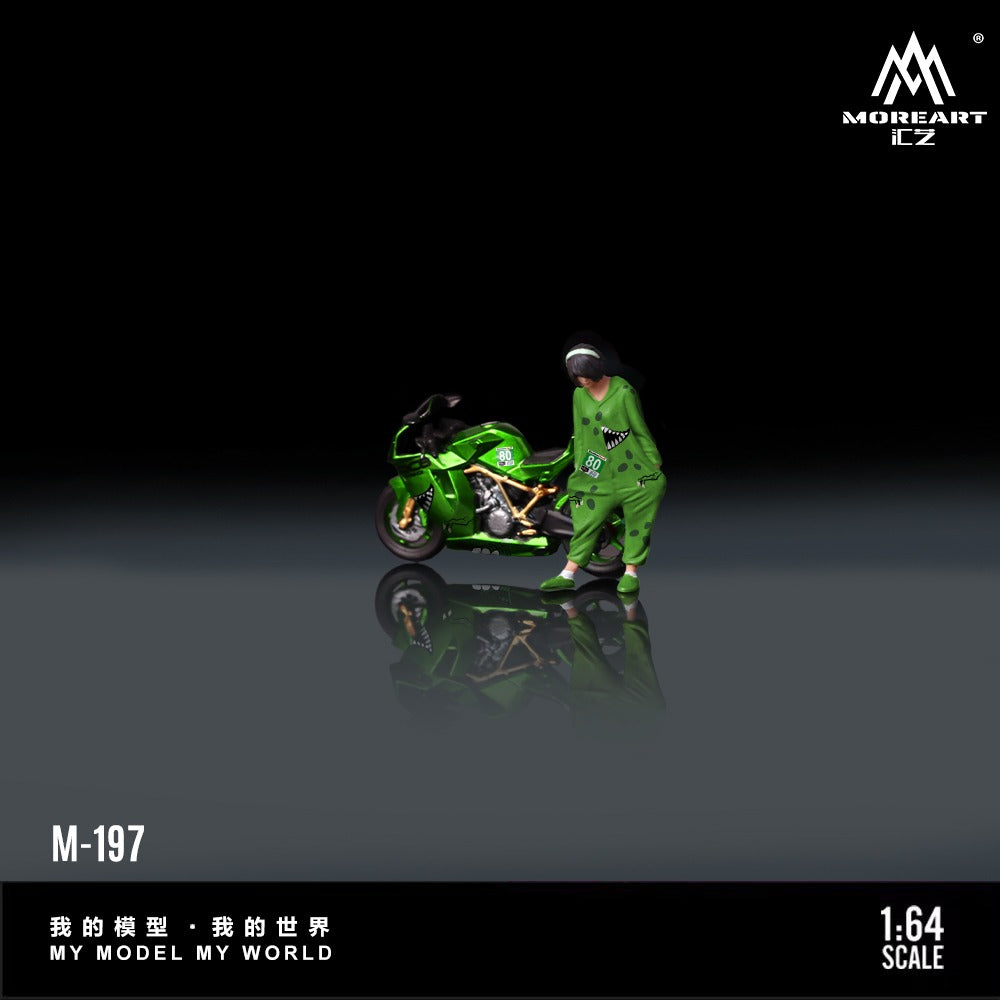 (Pre-Order) (MO222197) KTM1190 Green Tyrannosaurus motorcycle with Figure