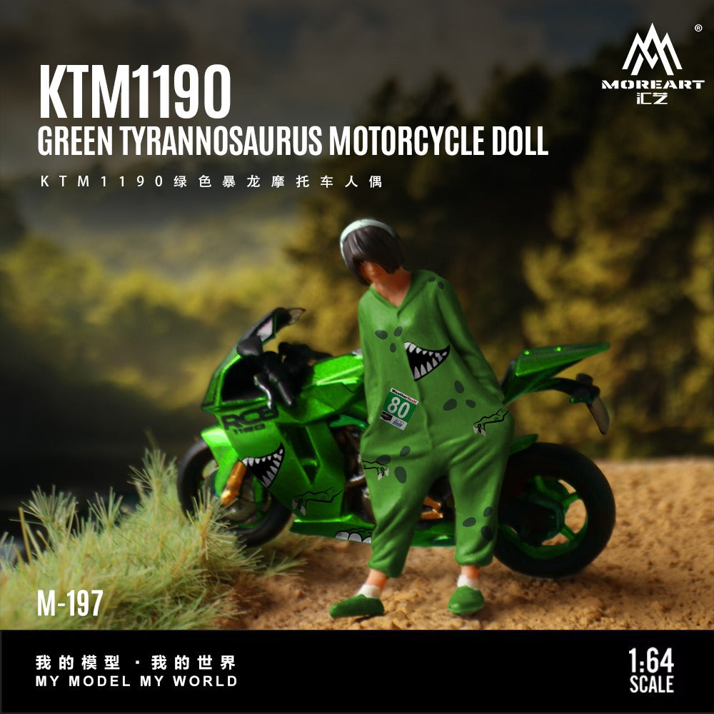 (Pre-Order) (MO222197) KTM1190 Green Tyrannosaurus motorcycle with Figure