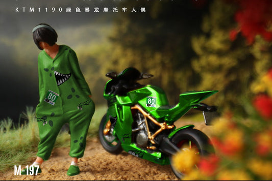 (Pre-Order) (MO222197) KTM1190 Green Tyrannosaurus motorcycle with Figure
