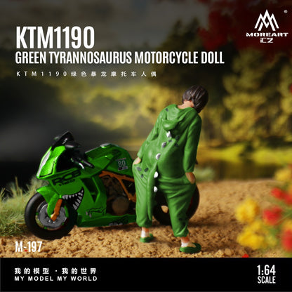 (Pre-Order) (MO222197) KTM1190 Green Tyrannosaurus motorcycle with Figure