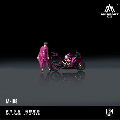 (Pre-Order) (MO222198) KTM1190 Pink Tyrannosaurus motorcycle with Figure