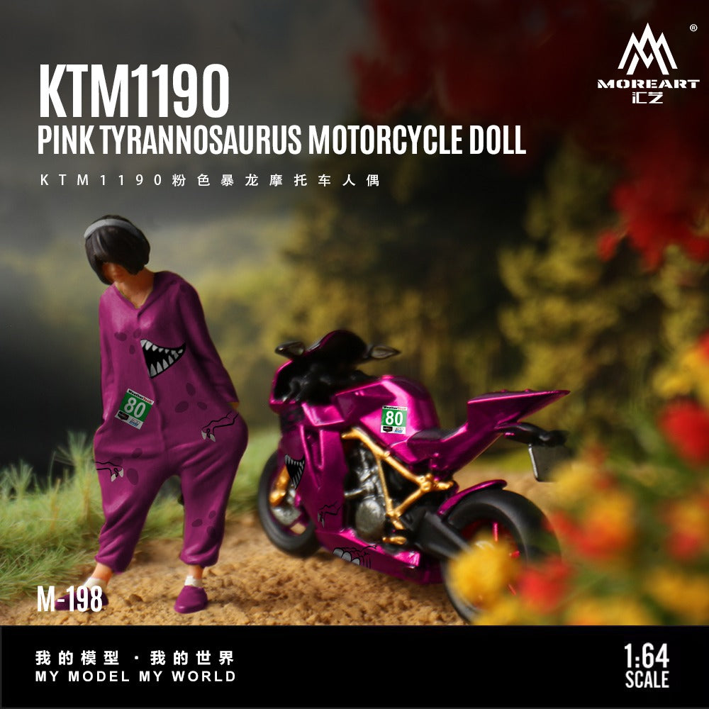 (Pre-Order) (MO222198) KTM1190 Pink Tyrannosaurus motorcycle with Figure