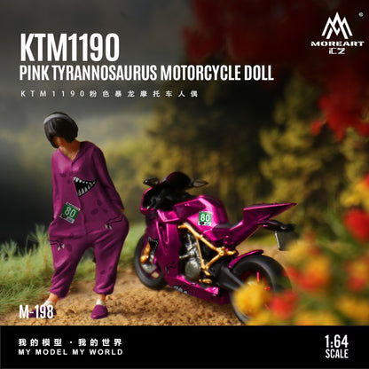 (Pre-Order) (MO222198) KTM1190 Pink Tyrannosaurus motorcycle with Figure