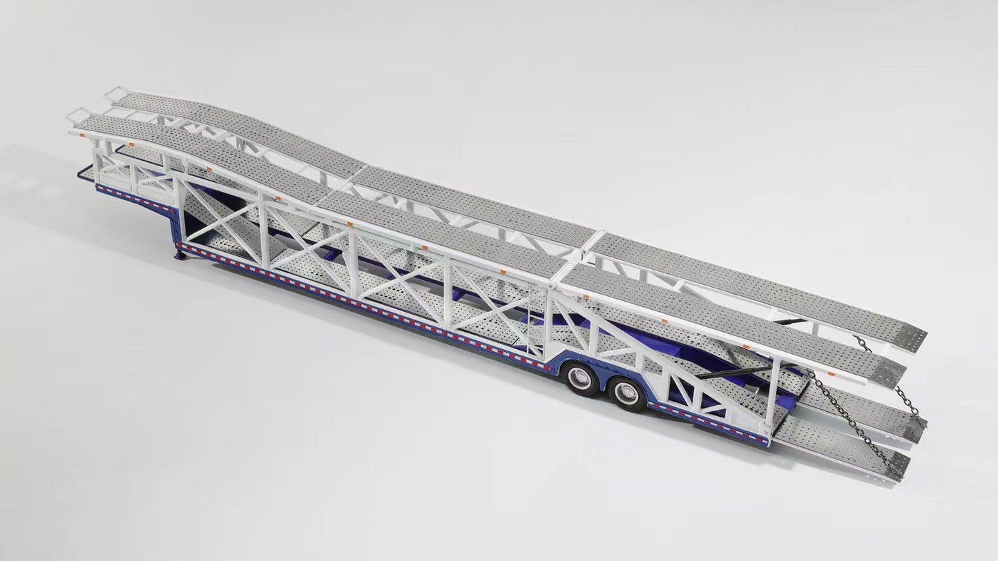 (Pre-Order) (KS-120-587) Car Carrier Trailer (White + Blue)