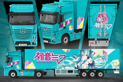 (Pre-Order)(CC646748) Mercedes-Benz Actros container truck (Hatsune Miku Livery)