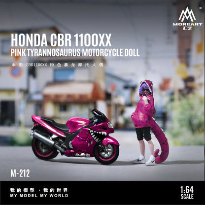 (Pre-Order) (MO222212) Honda CBR1100XX Pink Tyrannosaurus Motorcycle with Resin Figure