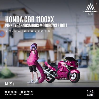 (Pre-Order) (MO222212) Honda CBR1100XX Pink Tyrannosaurus Motorcycle with Resin Figure