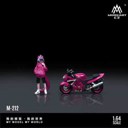 (Pre-Order) (MO222212) Honda CBR1100XX Pink Tyrannosaurus Motorcycle with Resin Figure