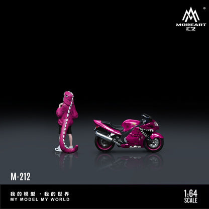 (Pre-Order) (MO222212) Honda CBR1100XX Pink Tyrannosaurus Motorcycle with Resin Figure