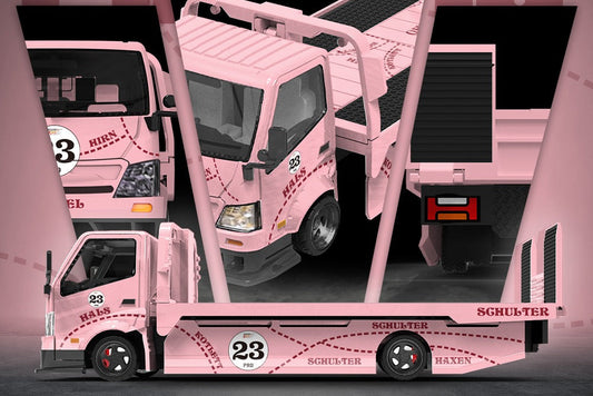 (Pre-Order)(CC647223) H300 Flatbed Transport Trailer - Pink Pig Livery