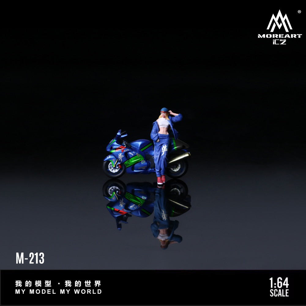 (Pre-Order) (MO222213) Suzuki Hayabusa Blue-Green Motorcycle with figurine