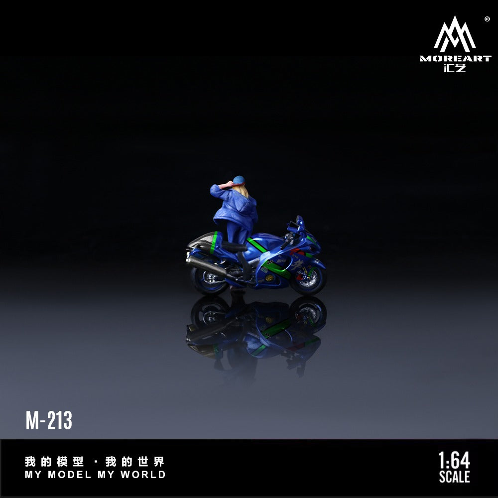 (Pre-Order) (MO222213) Suzuki Hayabusa Blue-Green Motorcycle with figurine