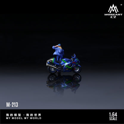 (Pre-Order) (MO222213) Suzuki Hayabusa Blue-Green Motorcycle with figurine