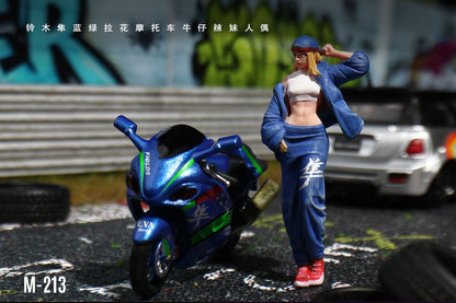 (Pre-Order) (MO222213) Suzuki Hayabusa Blue-Green Motorcycle with figurine