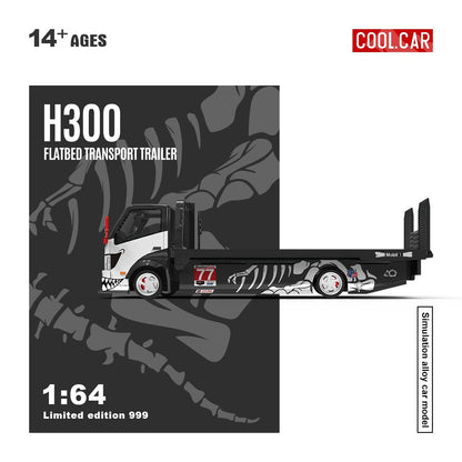 (Pre-Order)(CC647224) H300 flatbed transport trailer (White/Black Dino 77 Livery)