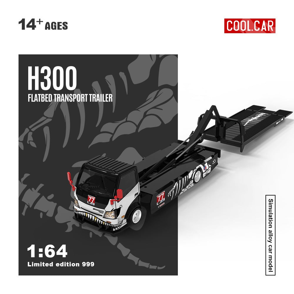 (Pre-Order)(CC647224) H300 flatbed transport trailer (White/Black Dino 77 Livery)