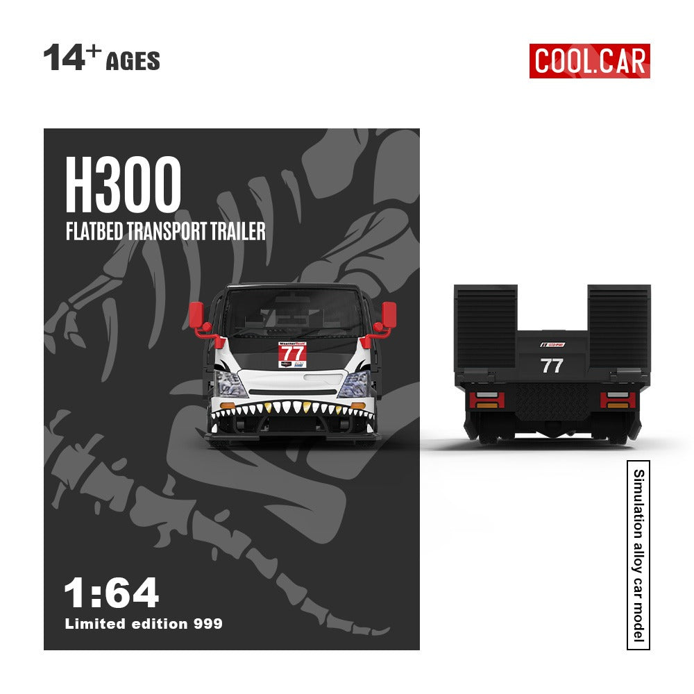 (Pre-Order)(CC647224) H300 flatbed transport trailer (White/Black Dino 77 Livery)