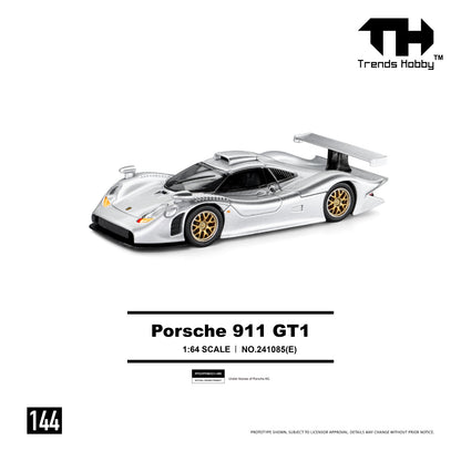 (Pre-Order) (241085(E)) Trends Hobby 1/64 Porsche 911 GT1 (Metallic Silver)