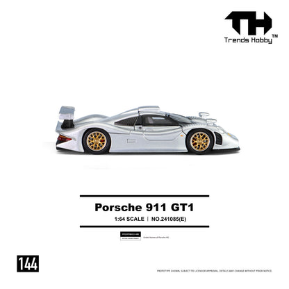 (Pre-Order) (241085(E)) Trends Hobby 1/64 Porsche 911 GT1 (Metallic Silver)