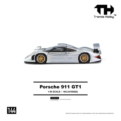 (Pre-Order) (241085(E)) Trends Hobby 1/64 Porsche 911 GT1 (Metallic Silver)