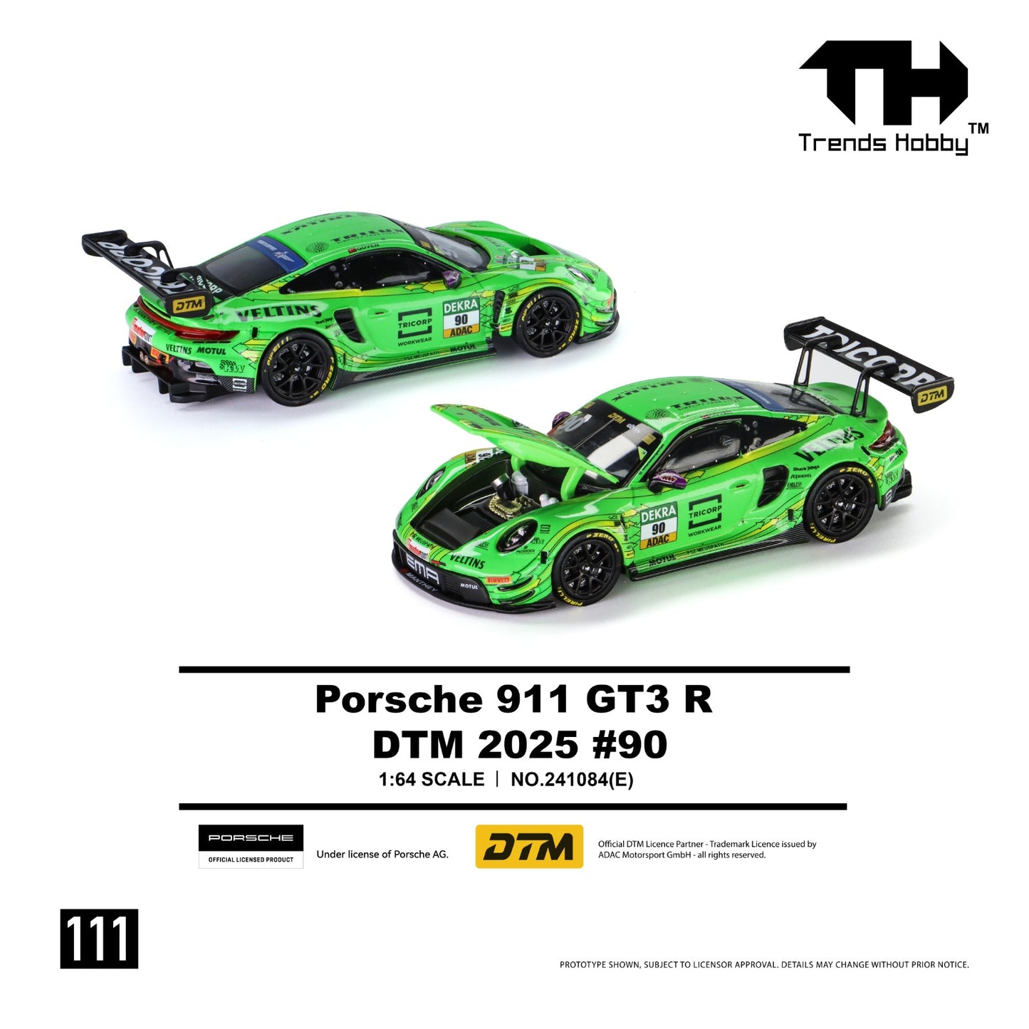 (Pre-Order)(241084(E)) Trends Hobby 1:64 Porsche 911 GT3 R - DTM 2025 #90