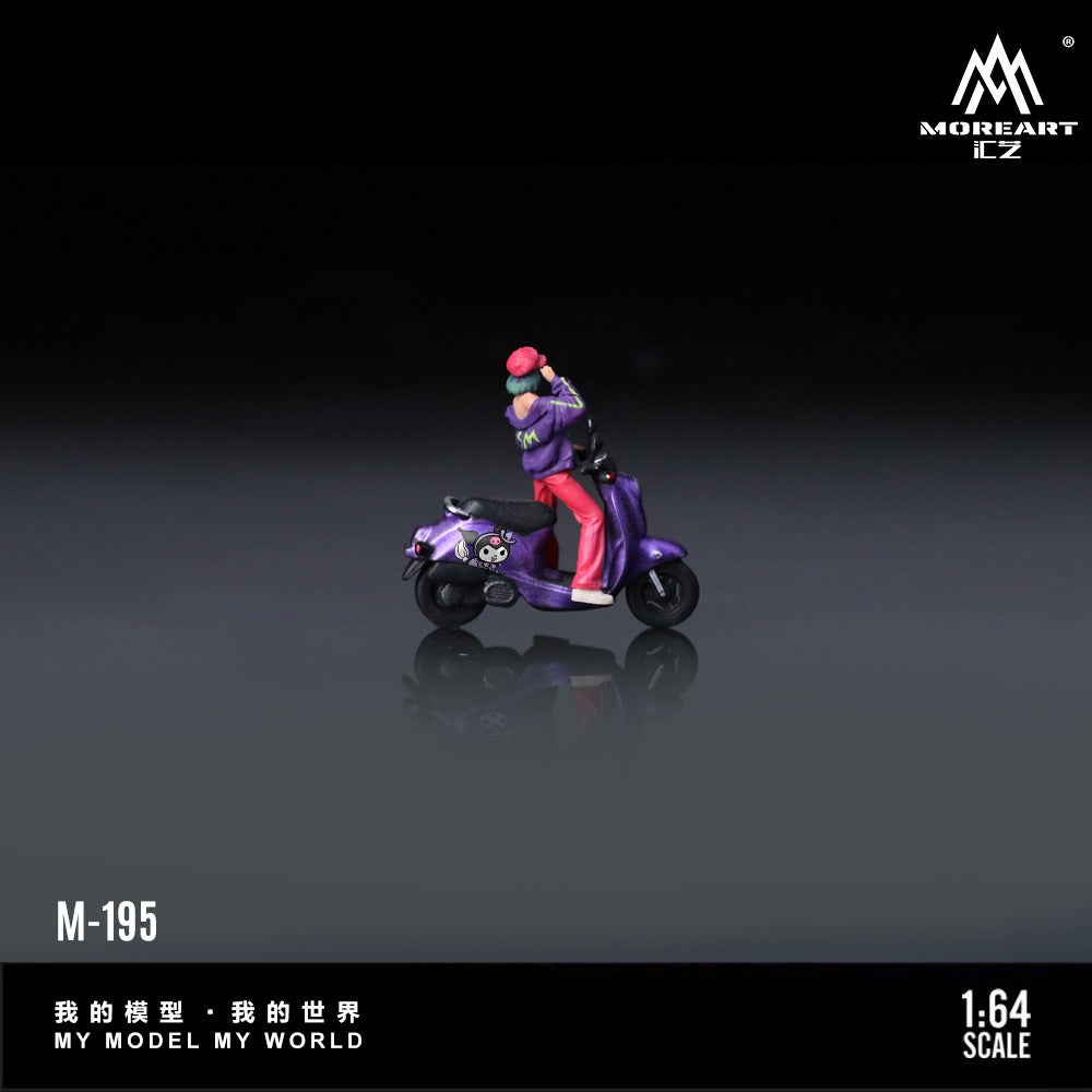 (Pre-Order) (MO222195) Kuromi Retro Motorcycle with Figure Resin Model