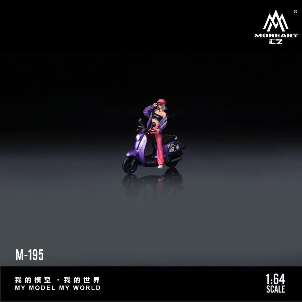 (Pre-Order) (MO222195) Kuromi Retro Motorcycle with Figure Resin Model