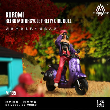 (Pre-Order) (MO222195) Kuromi Retro Motorcycle with Figure Resin Model