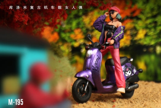 (Pre-Order) (MO222195) Kuromi Retro Motorcycle with Figure Resin Model
