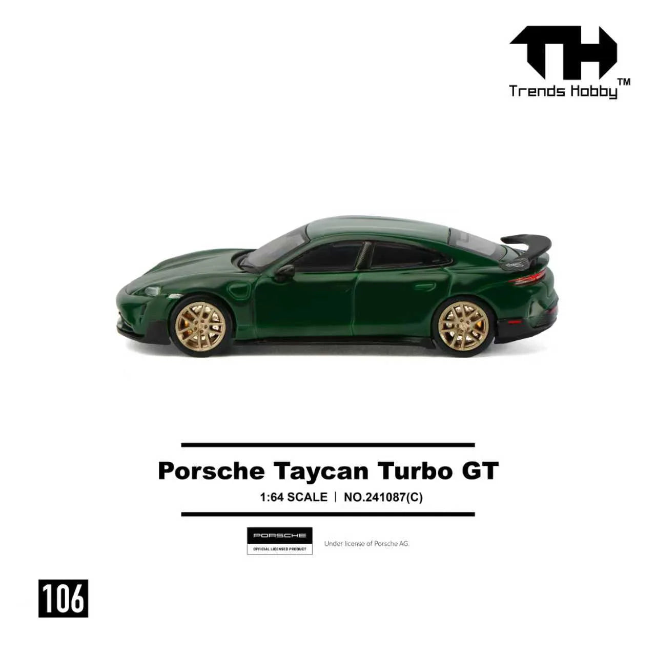 (Pre-Order) 241087(C) Trends Hobby 1/64 Porsche Taycan Turbo GT - GREEN